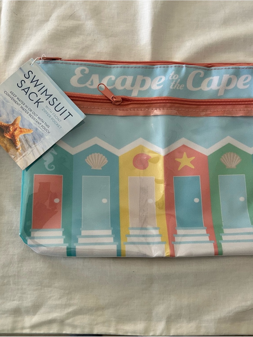 NWT Escape to the Cape Beach Swimsuit Sack/Touchscreen Compatible Pocket